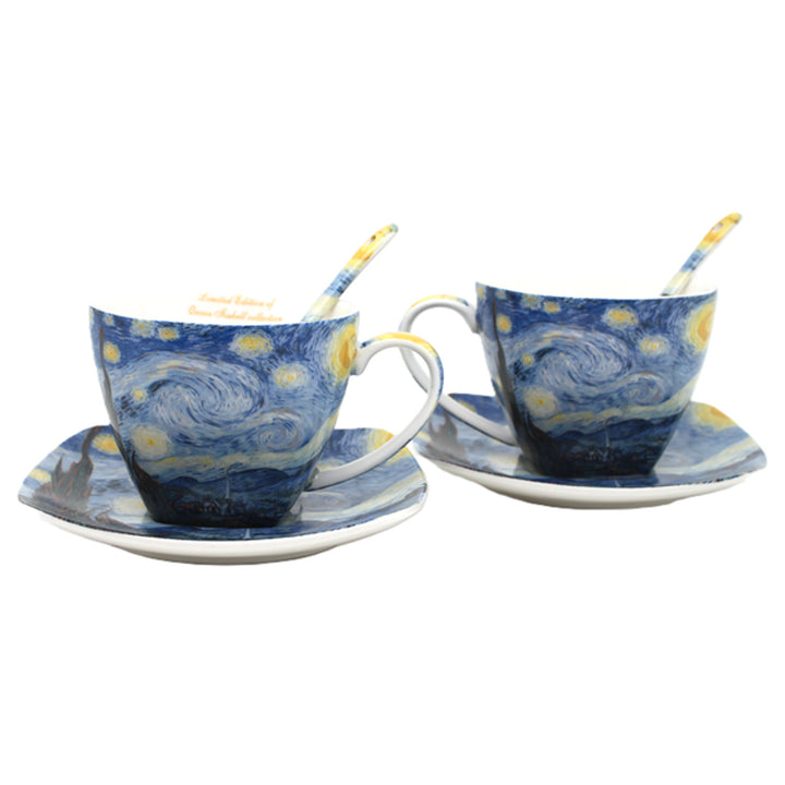 Tazas de porcelana Van Gogh «Noche estrellada», 2 x 250 ml, juego, Queen Isabell