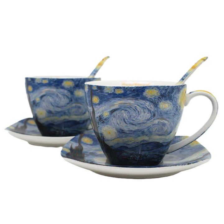 Tazas de porcelana Van Gogh «Noche estrellada», 2 x 250 ml, juego, Queen Isabell