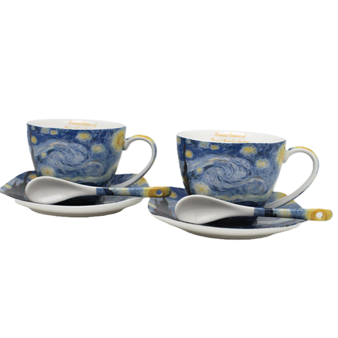 Tazas de porcelana Van Gogh «Noche estrellada», 2 x 250 ml, juego, Queen Isabell