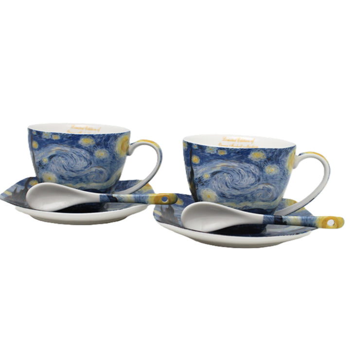 Tazas de porcelana Van Gogh «Noche estrellada», 2 x 250 ml, juego, Queen Isabell