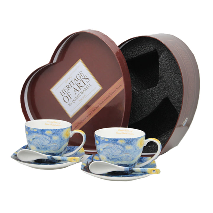 Tazas de porcelana Van Gogh «Noche estrellada», 2 x 250 ml, juego, Queen Isabell