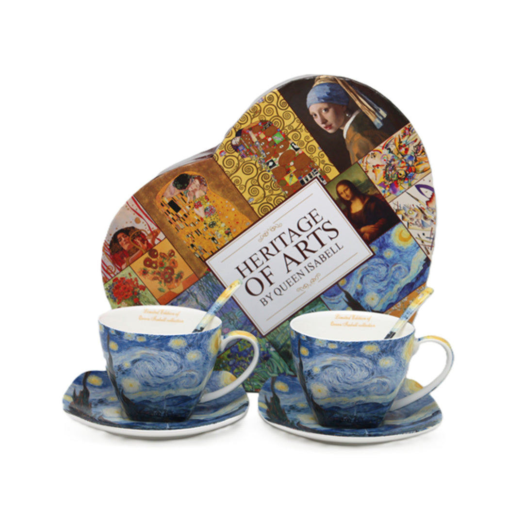 Tazas de porcelana Van Gogh «Noche estrellada», 2 x 250 ml, juego, Queen Isabell