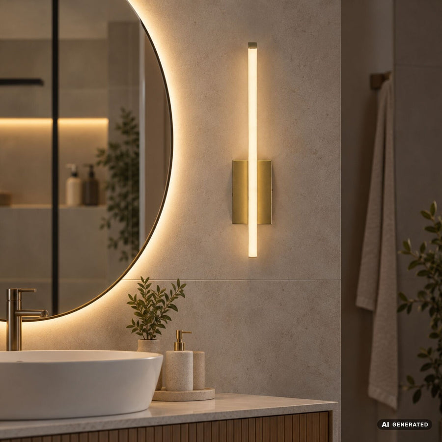 Aplique de interior Tilmann, dorado, LED 10 W, 550 lm, 4000 K, H 36 cm, IP44, control táctil, 75089