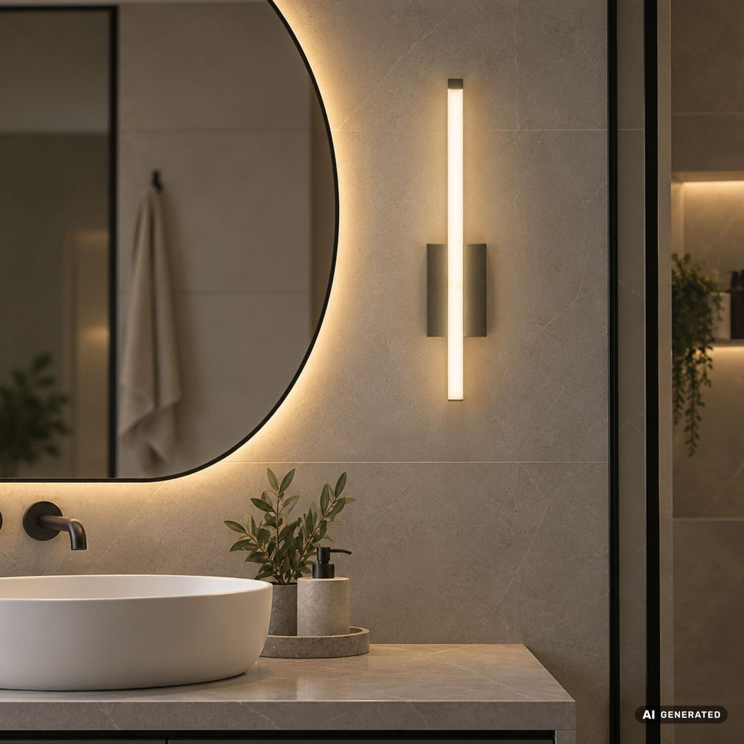 Aplique de interior Tilmann, color gris plomo, LED 10 W, 550 lm, 4000 K, H 36 cm, IP44, control táctil, 75 000