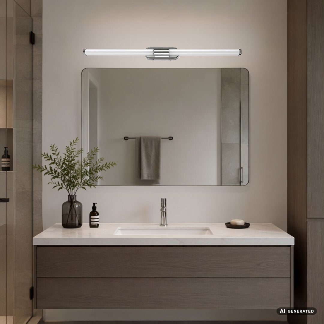 Aplique de interior Tenebra, LED 8 W, 1000 lm, 4000 K, L 60 cm, IP44, cromado, 75095