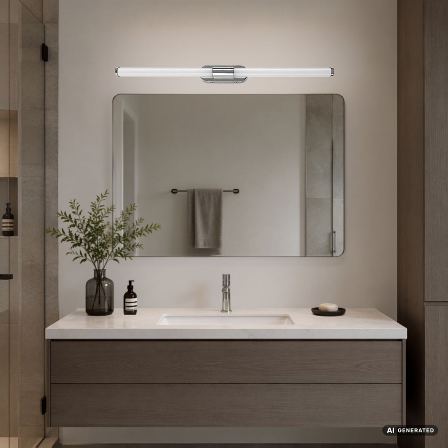Aplique de interior Tenebra, LED 8 W, 1000 lm, 4000 K, L 60 cm, IP44, cromado, 75095
