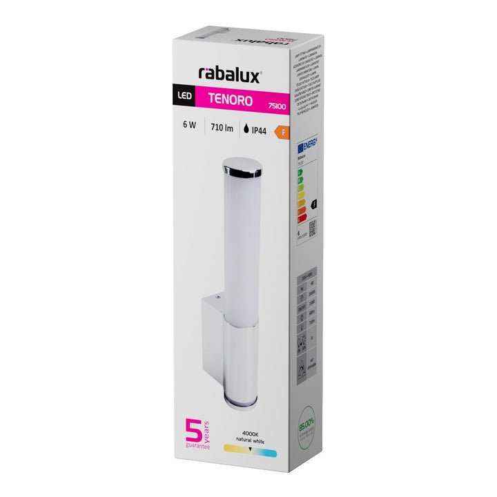 Aplique de interior Tenero, LED 6 W, 4000 K, 600 lm, 29 cm de altura, cromado, IP44, 75100