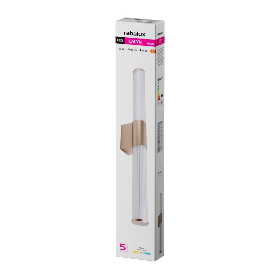 Aplique de baño, Calyn, LED 15 W, 4000 K, 1450 lm, L 60 cm, dorado, IP44, 75105