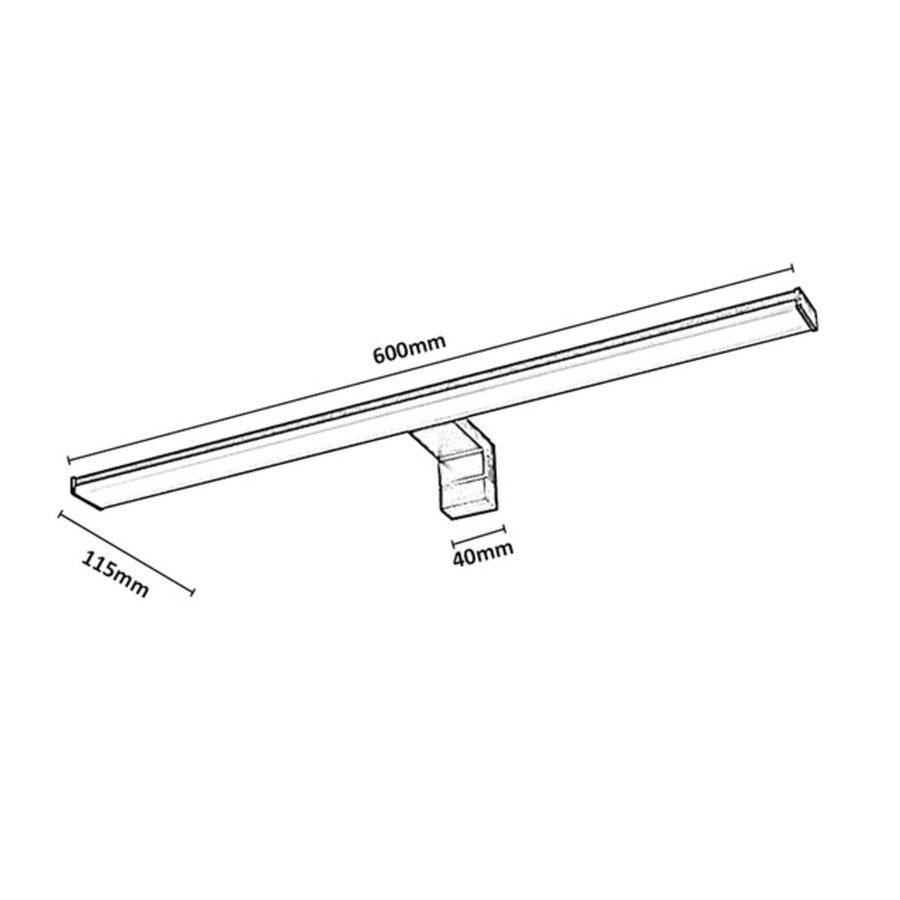 Aplique de baño, Seyra, LED 12 W, 4000 K, 910 lm, L 60 cm, negro, IP44, 75113