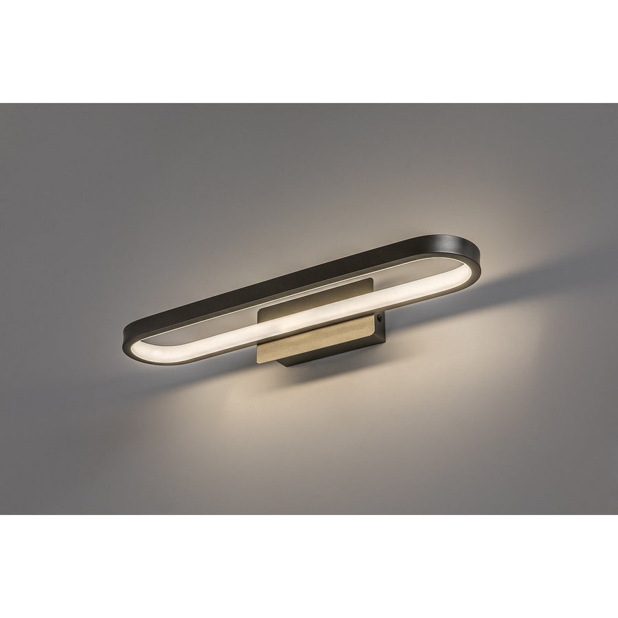 Aplique de baño, Odran, LED 15 W, 1200 lm, 4000 K, L 40 cm, gris plomo, IP44, 75114