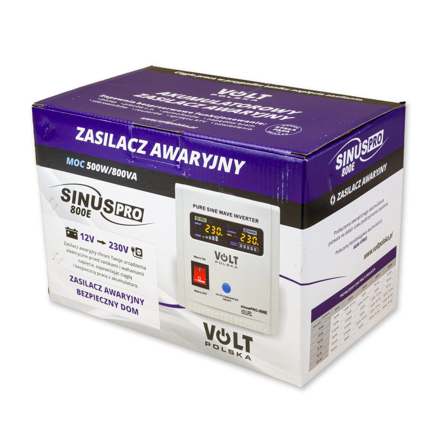 Sistema de alimentación de emergencia Sinus Pro 800 E, 12/230 V, potencia constante 500 W, potencia total 800 VA, 3SP080012E