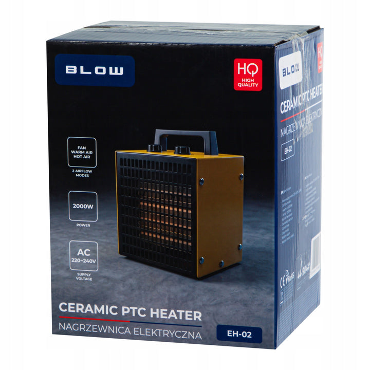 Calentador Blow, potencia de 2000 W, 2 niveles de calor, termostato regulable, protección contra el sobrecalentamiento, 44-904#