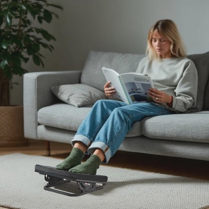 Maclean MC-460 Reposapiés Ergonómico, Reposapiernas, Ángulo Infinitamente Ajustable, Cojín Extraíble