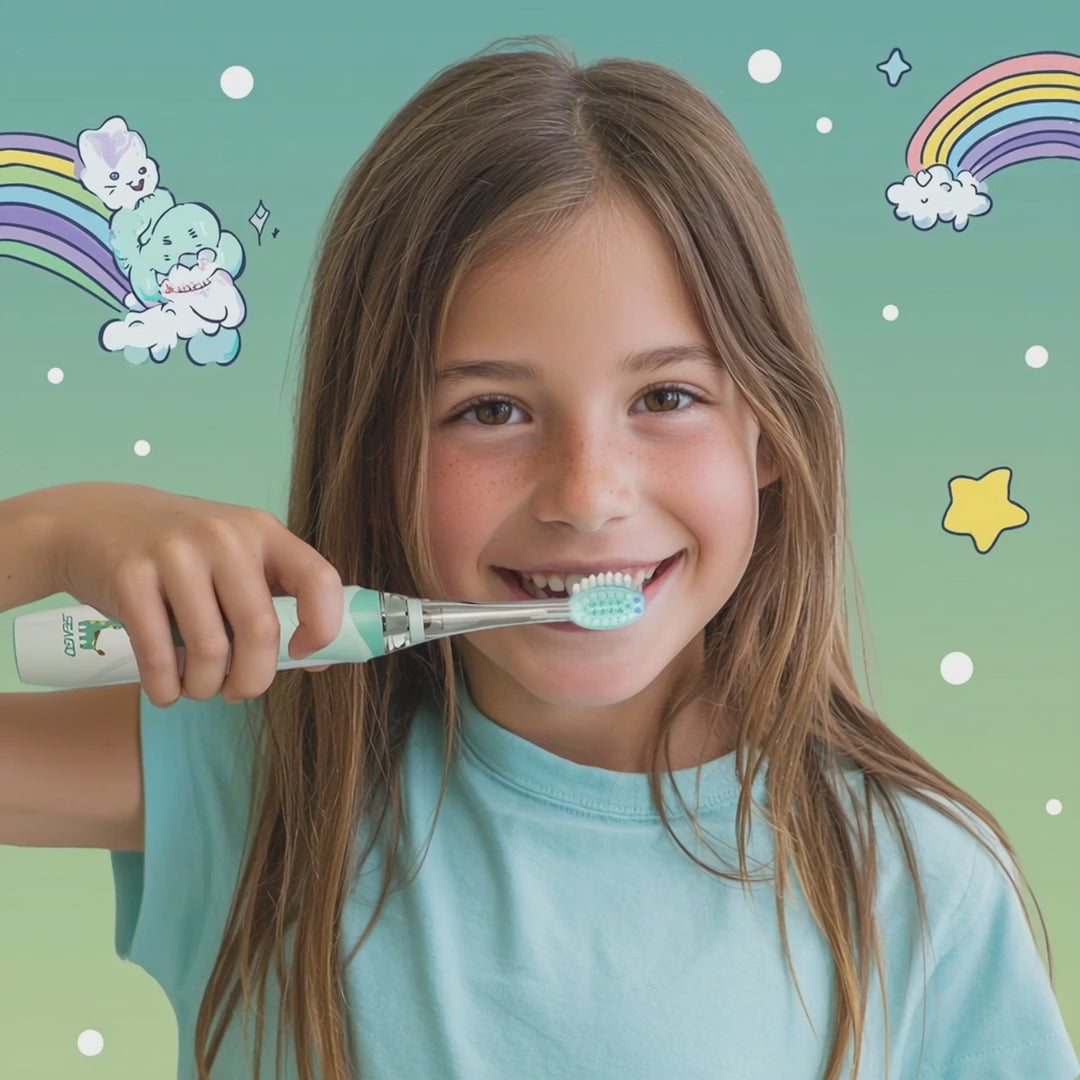 SEAGO Cepillo Dental Sónico Infantil, Color Rosa, 1xAA 1,5V (no incluido), 3 Puntas de Repuesto, SG-977 Rosa