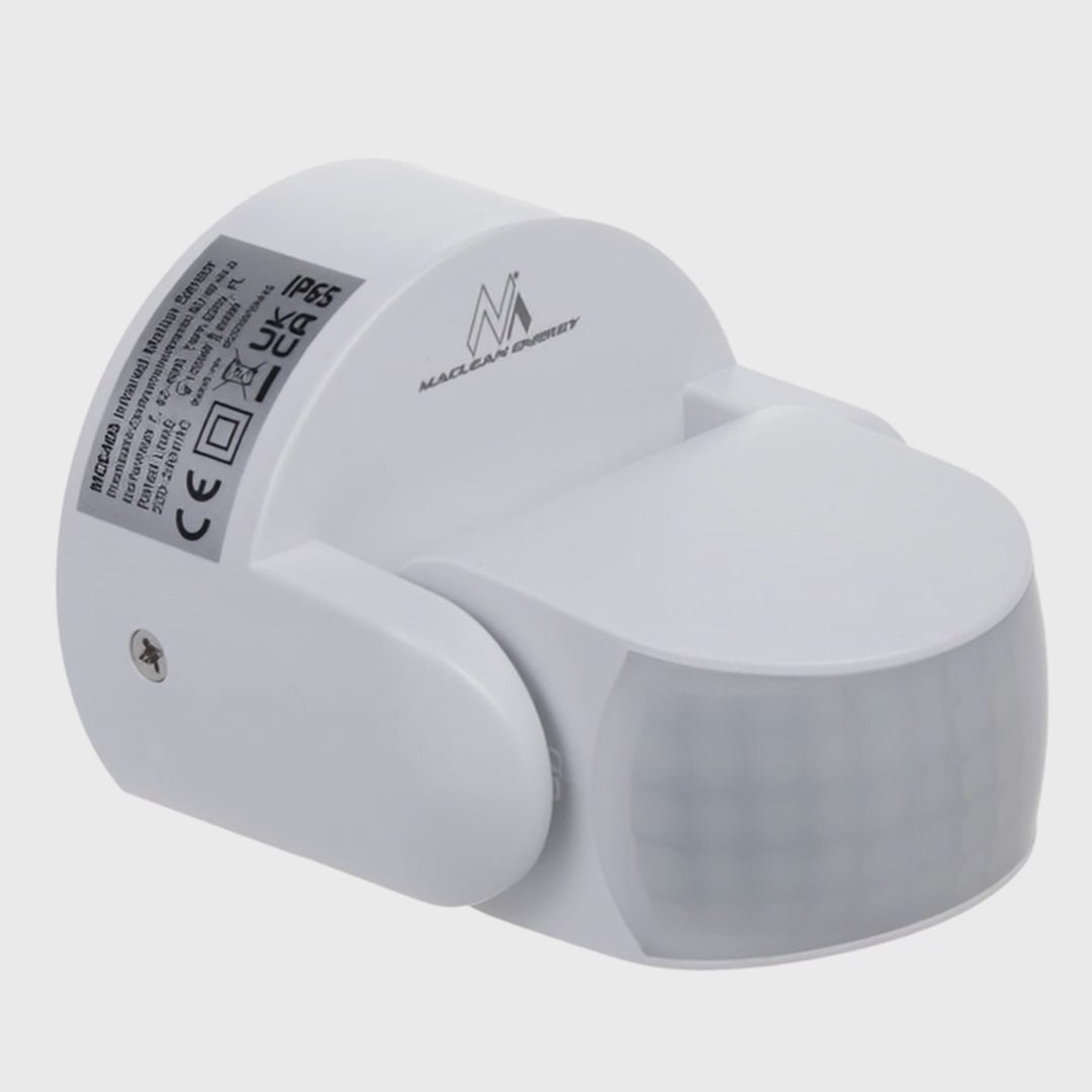 Detector de movimento PIR Maclean MCE468 W, infravermelho, IP65, branco, alcance de 12 m, carga máxima de 600/1200 W