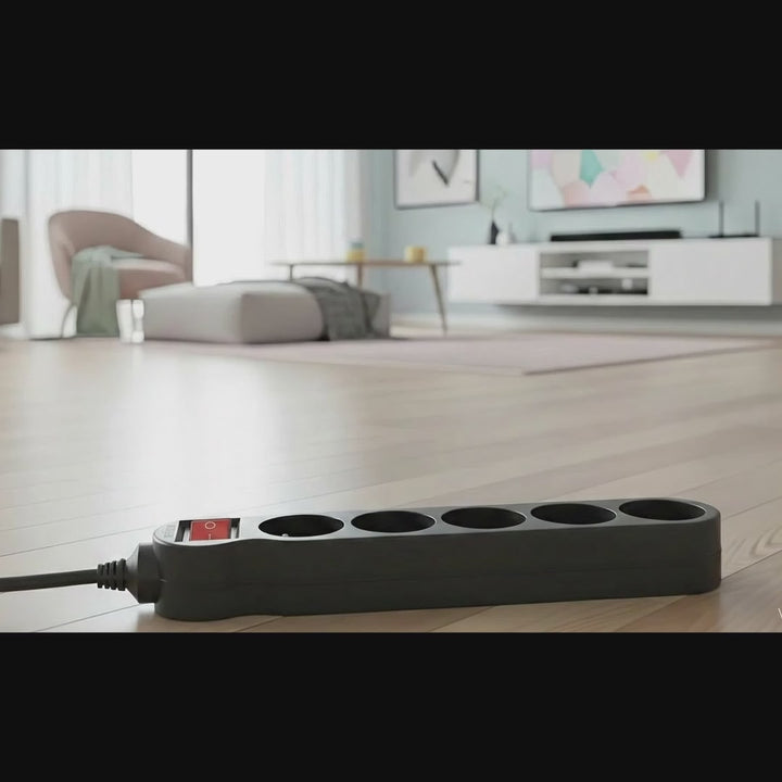 Maclean Energy MCE183 Power Strip 5 cabo de extensão de saída com interruptor