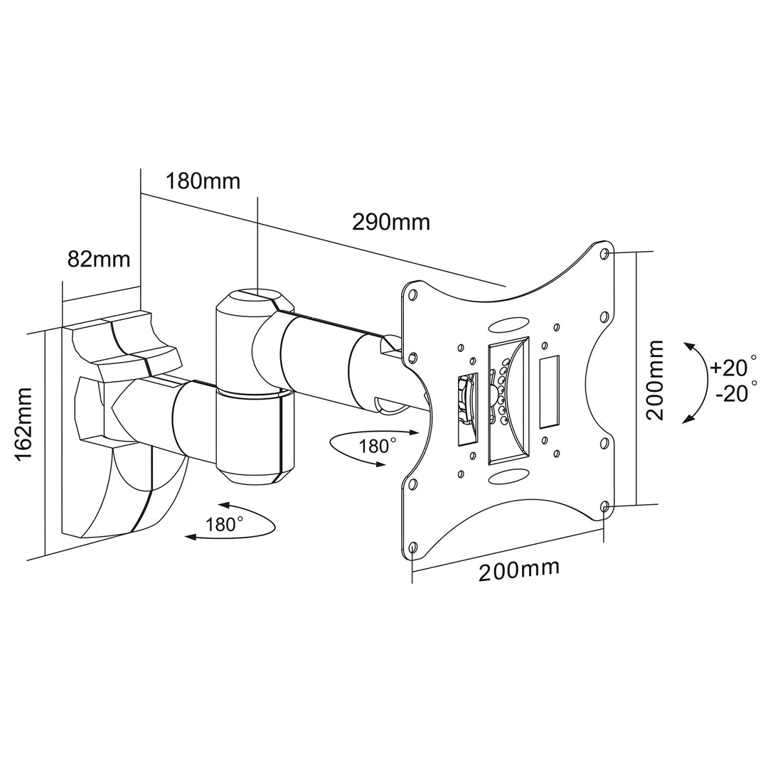 Soporte articulado de pared para pantalla TV PLASMA, LCD, LED 23-42" Maclean MC-503A B