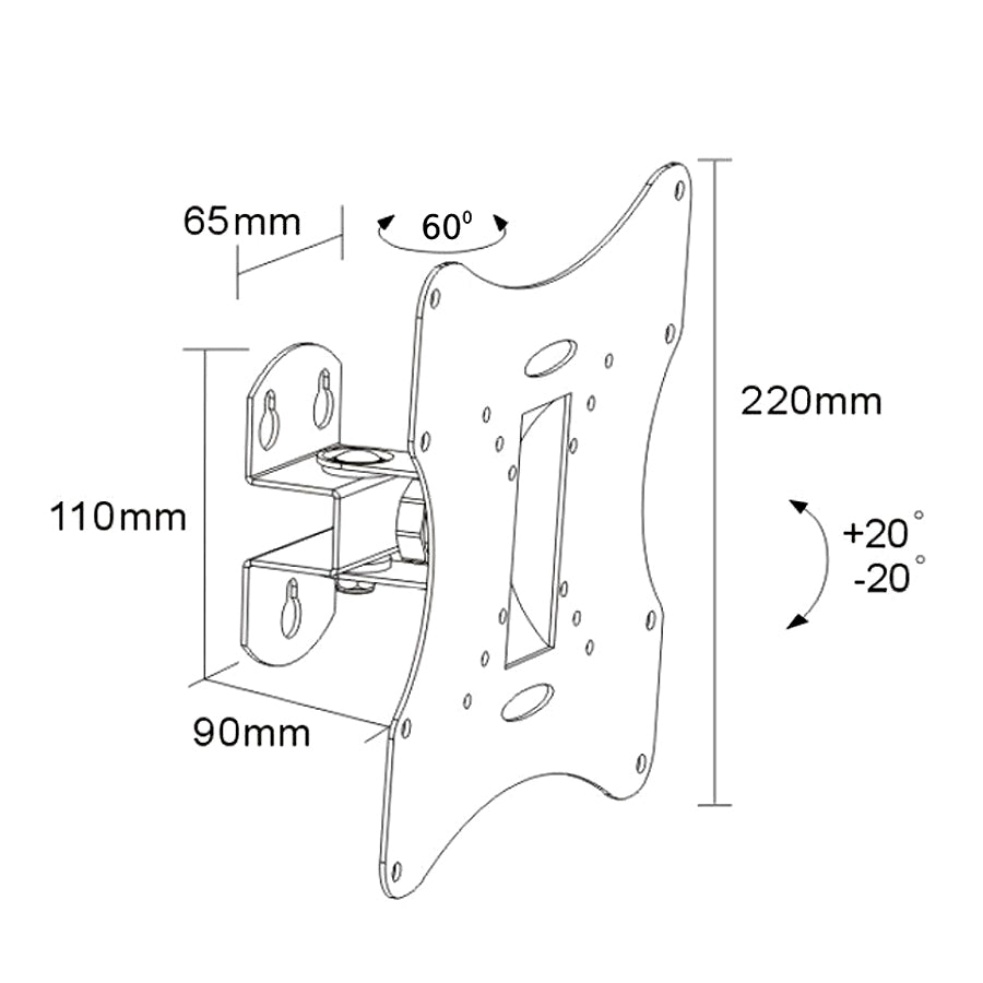 Suporte de parede para tela de TV PLASMA, LCD, LED 23-42" 30kg VESA 200x200 Maclean MC-501A B