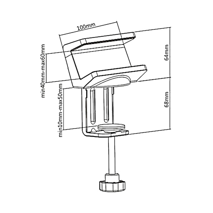 Soporte de escritorio para una regleta Maclean Brackets MC-808 blanco