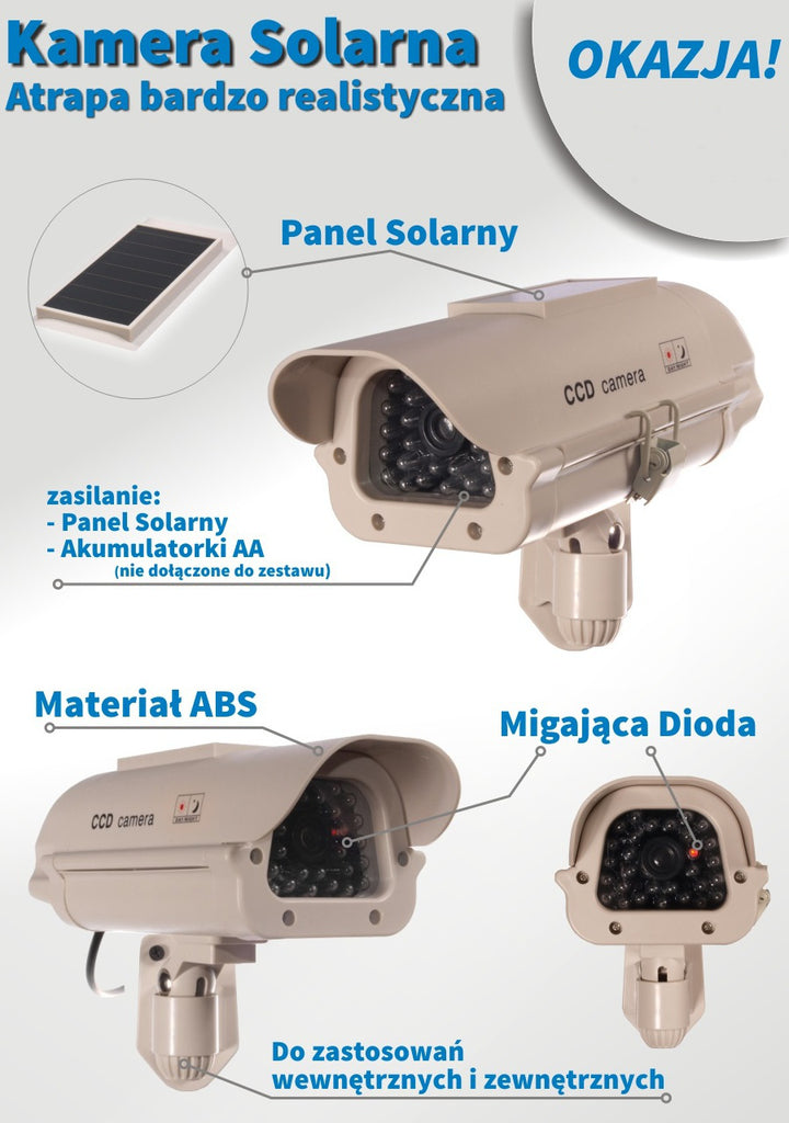 Cámara de vigilancia simulada con LED intermitente, con módulo solar SOL1500