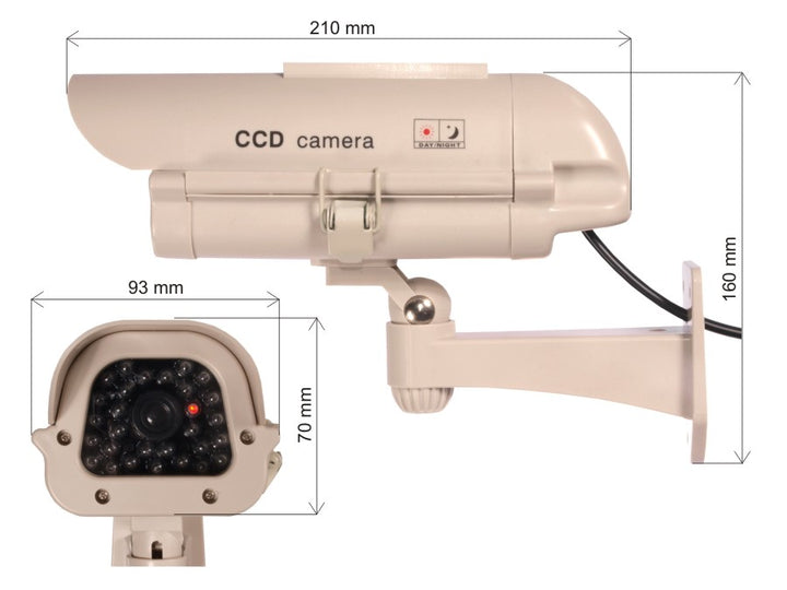 Cámara de vigilancia simulada con LED intermitente, con módulo solar SOL1500