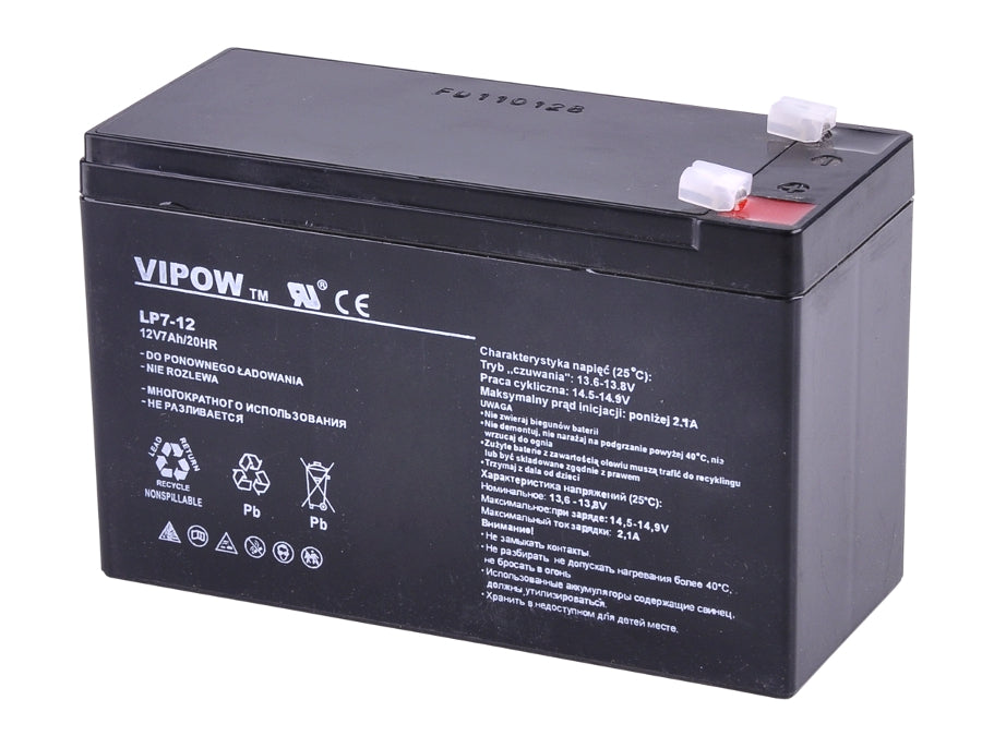 Batería de gel sin mantenimiento 12V 7Ah Vipow BAT0211