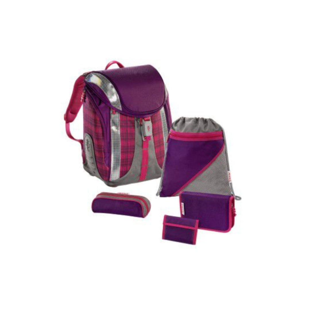 Set escolar: mochila, estuche, portatodo, cartera, saco FLEXLINE Step by Step DAHLIA CHECKED Hama 001031500000