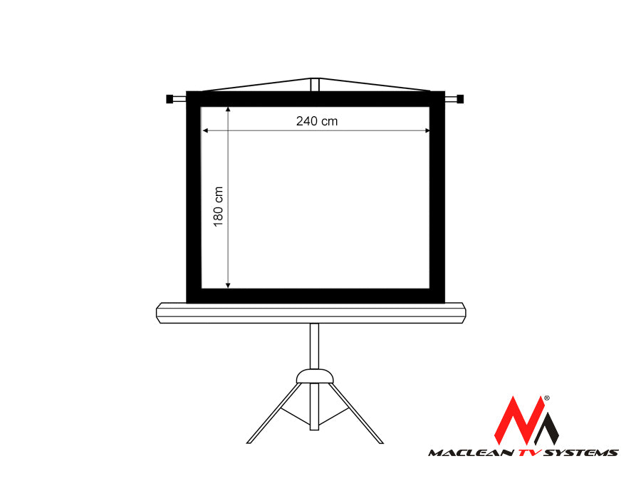 Tela de projeção 4:3 de 120" 240 x 168 cm com tripé Maclean MC-608