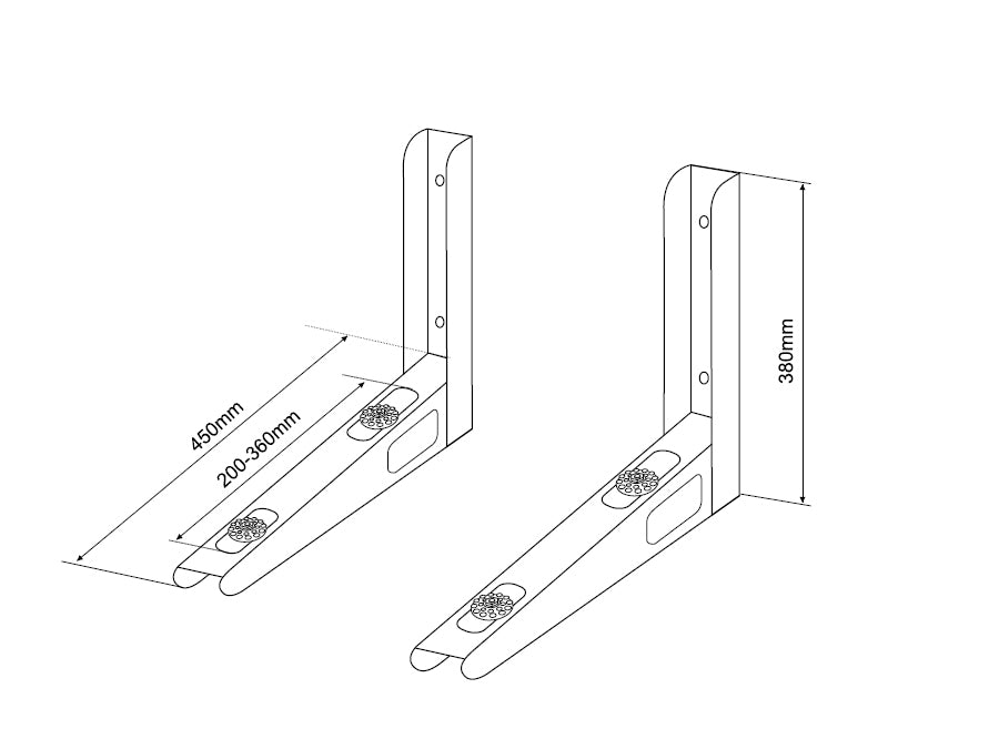 Maclean MC-621 suporta climatização carga máxima 100 kg comprimento 450 mm aço galvanizado