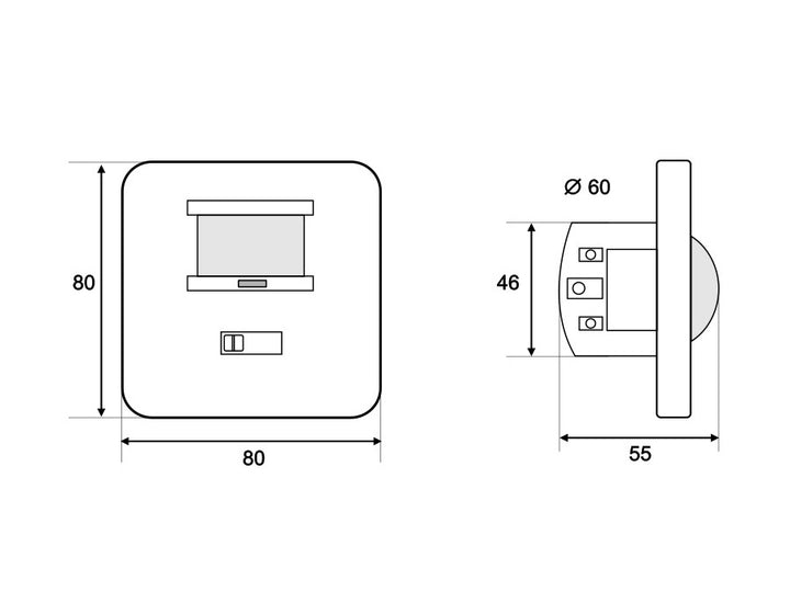 Sensor de movimiento y de sonido de pared 160 ° para instalación en una caja de 60 mm  Maclean Energy MCE18