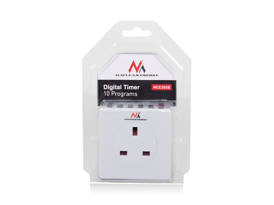 Maclean MCE30GB Programable Digital LCD Temporizador Relé Timeswitch Socket Lightning Calentador 3600W