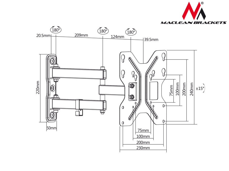 Soporte de pared para TV (PLASMA, LCD, LED) 23-42" Maclean MC-648