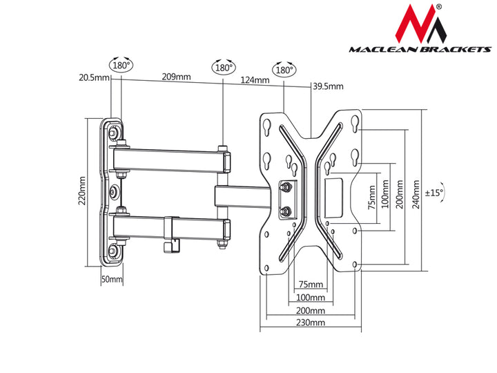 Suporte de parede para TV (PLASMA, LCD, LED) 23-42" Maclean MC-648