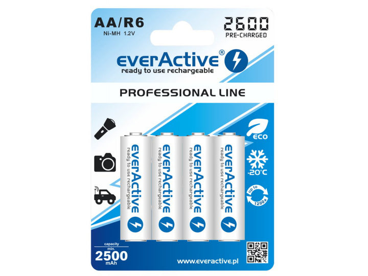 Pilas recargables everActive Ni-MH R-06 AA 2600mAh