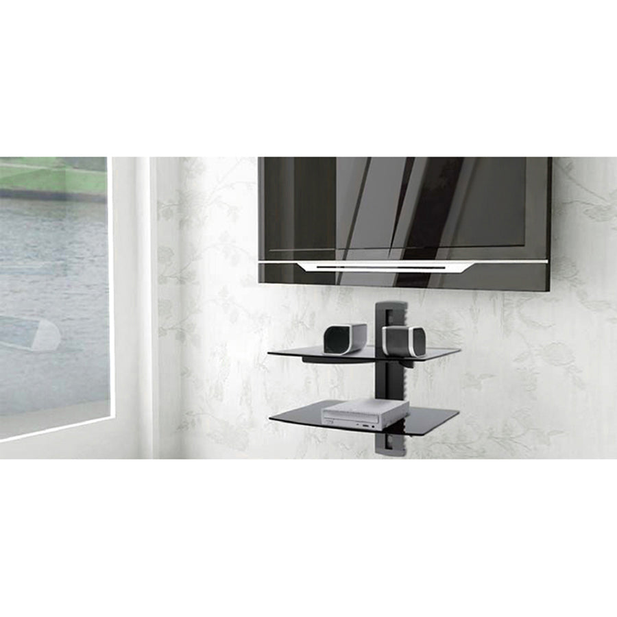 Mesa de pared rtv dvd cristal 2 niveles tapa placa