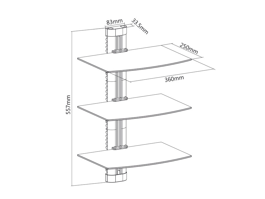 Soporte para DVD triple 8kg Maclean MC-664 con regulación