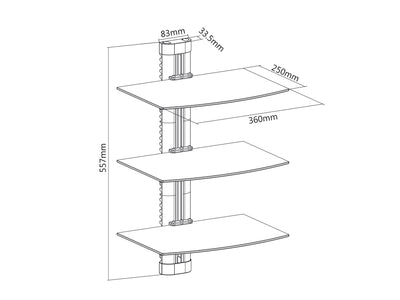 Soporte para DVD triple 8kg Maclean MC-664 con regulación