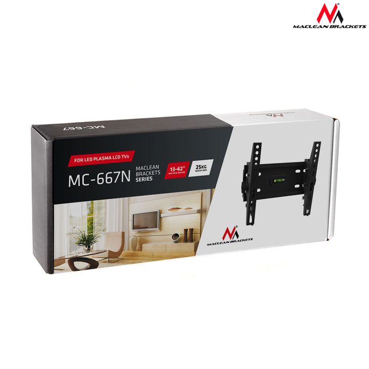 Soporte fijo de pared para pantalla LCD LED TV 23-42", 25kg, VESA 200x200 Maclean MC-667