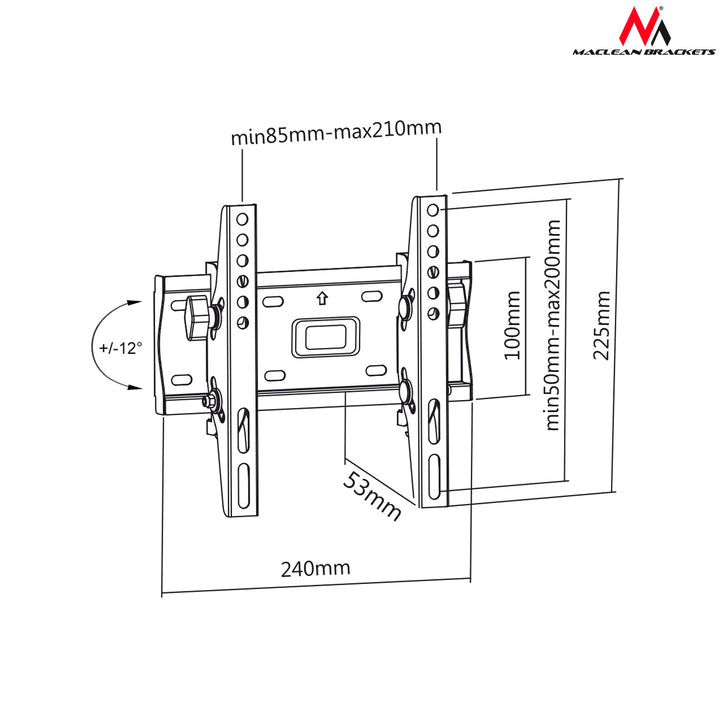 Soporte fijo de pared para pantalla LCD LED TV 23-42", 25kg, VESA 200x200 Maclean MC-667