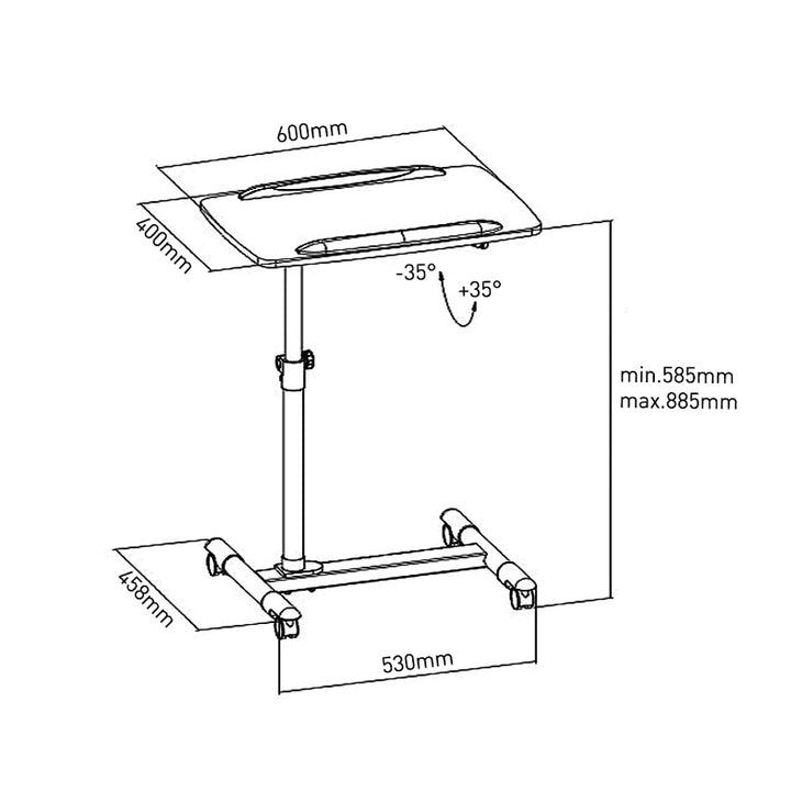 Mesa universal para projetor de metal Maclean MC-671 com 4 rodas