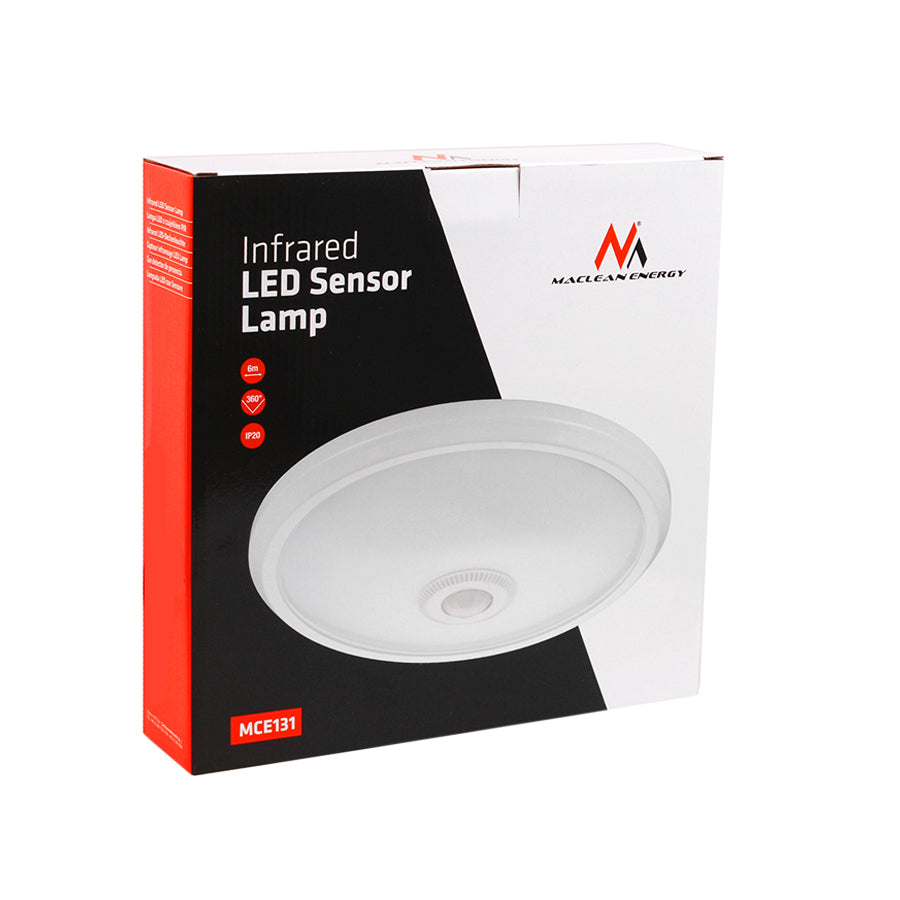 Plafon LED com sensor de presença infravermelho com alcance de 6m Maclean MCE131