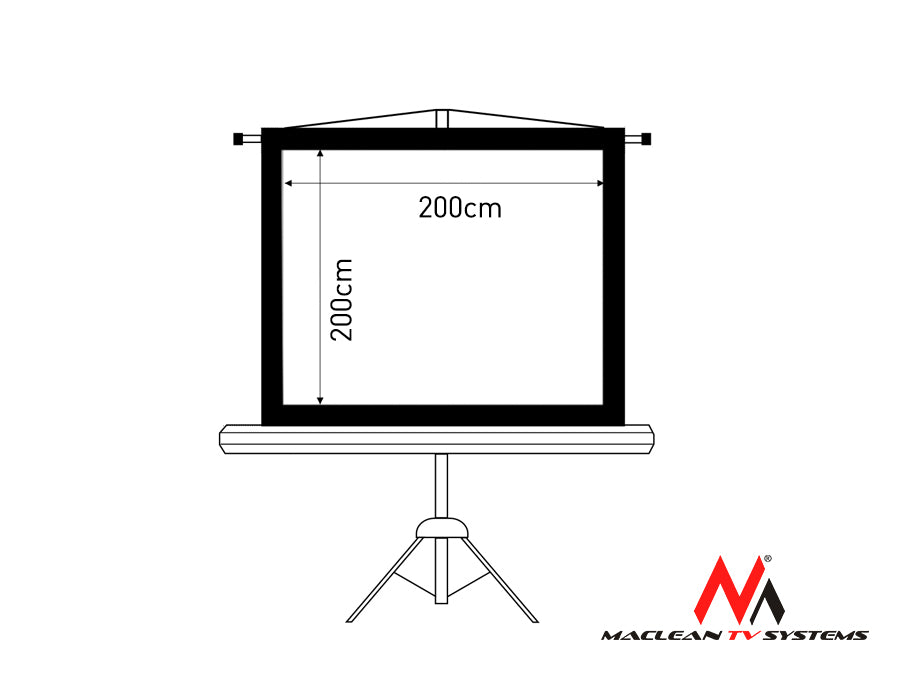 Tela de projeção 1:1 112" 200 x 200 cm com tripé Maclean MC-680