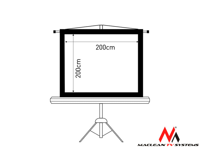 Tela de projeção 1:1 112" 200 x 200 cm com tripé Maclean MC-680