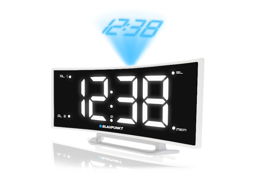 Reloj despertador con proyección de la hora, base de carga USB, FM digital, alarma, función Snooze Blaupunkt CRP7WH