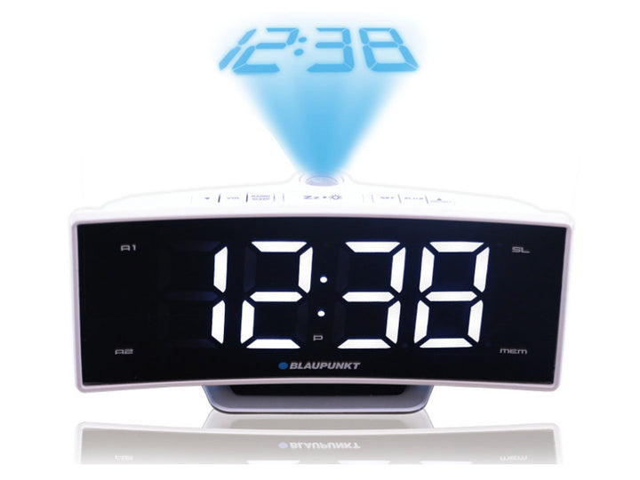 Reloj despertador con proyección de la hora, base de carga USB, FM digital, alarma, función Snooze Blaupunkt CRP7WH