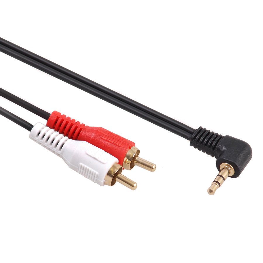 Cable minijack acodado Maclean de 3,5 mm, 2RCA, 3 m, negro, MCTV-825