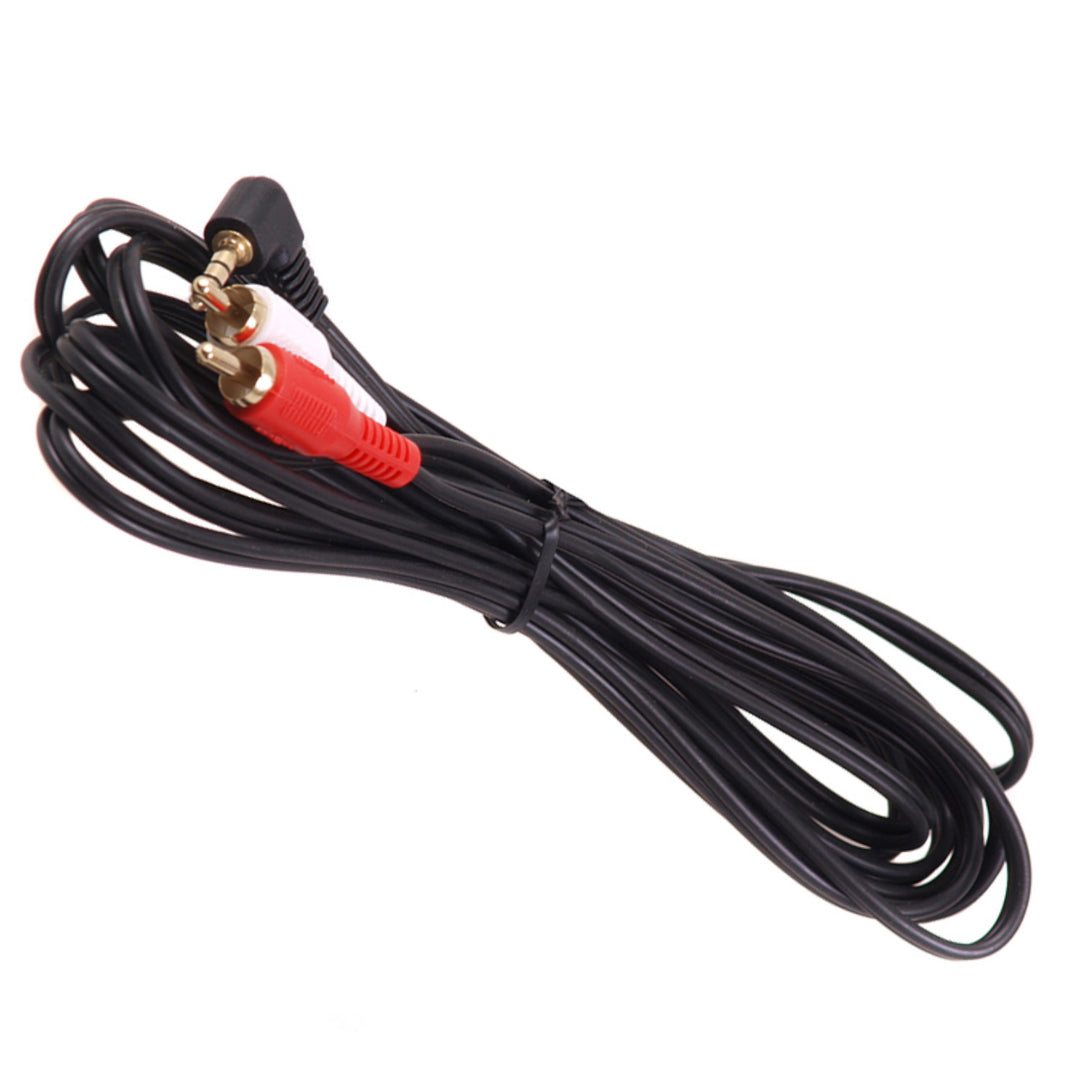 Cable minijack 3,5 mm acodado 2RCA 15 m negro MCTV-828