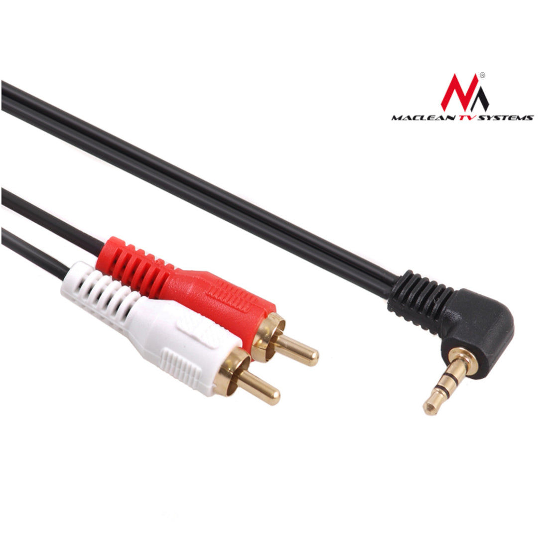 Cable minijack 3,5 mm acodado 2RCA 15 m negro MCTV-828