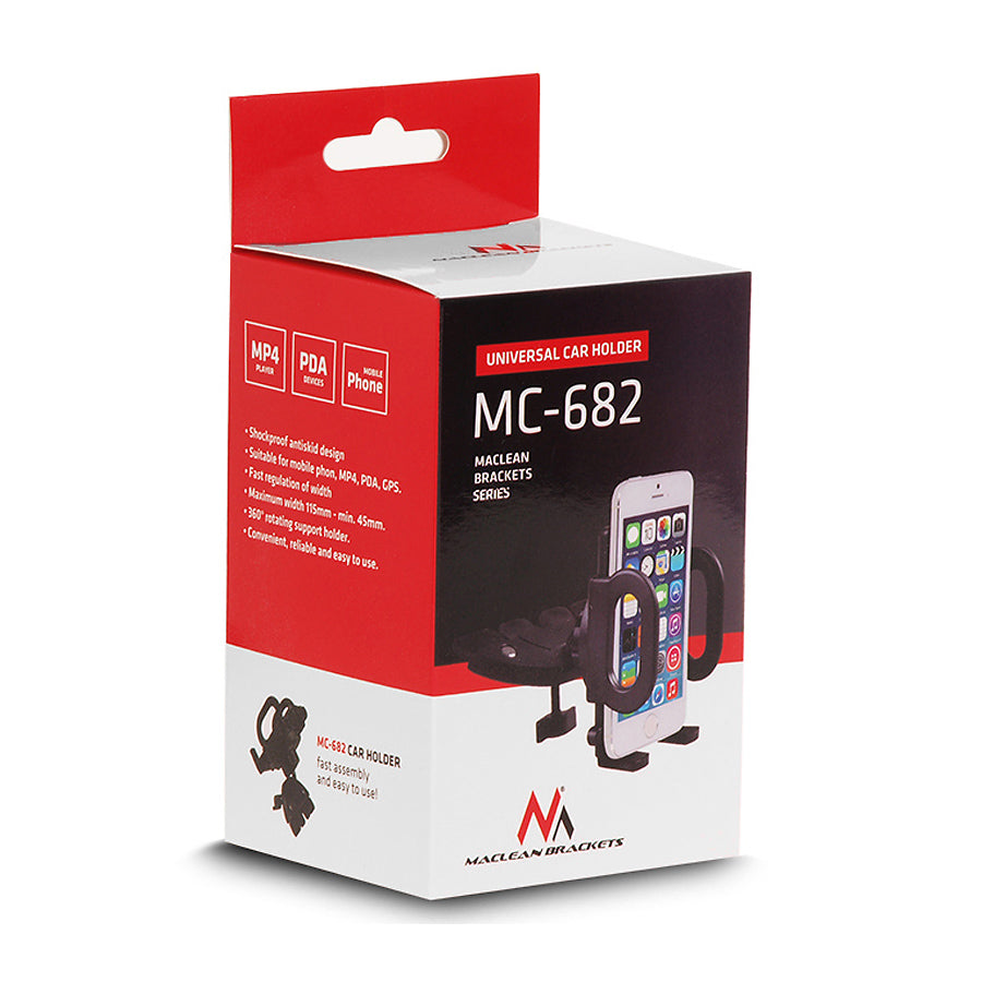 Suporte veicular para celular, smartphone ou navegador com montagem no slot do CD player Maclean MC-682