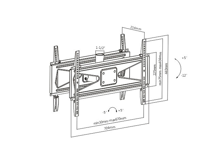 Soporte para dos televisores delanteros / traseros 23-70 "50kg universal Maclean MC-703 negro max vesa 600x400 PROFI MARKET SYSTEM